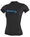 O'Neill Women's Basic Skins UPF 50+ Short Sleeve Rash Guard, Black, Large