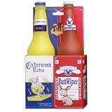 Tuffies Silly Squeaker Beer Bottles Cataroma Extra and Buttwiper 2 Pack Dog Toy (2 pack - 5 1/4'' x 2 3/4'' x 10'')