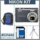 cheap Nikon Coolpix S610C Wi-Fi Digital Camera Kit,- Midnight Black - Refurbished - by Nikon U.S.A. with 4GB SD Memory Card, Camera Case,Table Top Tripod,