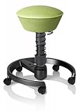 SWOPPER CLASSIC 3D-Aktiv-Bürostuhl Hocker Sitzpolster Normal, Farbe pistacchio, Fussring mit Rollen nach DIN EN 12529, Feder SMALL, Basis Anthrazit, Federfarbe schwarz (SWOP22RSML)