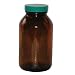 Vestil BTL-UVW-G-16-CS Wide-Mouth Round UV Glass Bottle with Green Cap, 3-3/16" Diameter x 7-5/16" Height, 16 oz Capacity, Amber (Pack of 6)
