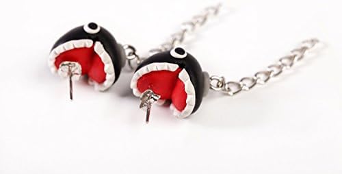 YUONUO Novelty Cute Earrings Handcraft Polymer Clay Ears Stud Handcraft Piranha Black Ball Biting You Ears Handmade Personality Creative Earring color black ball(One pair）(Black)