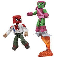  Marvel MiniMates Action Figures - Unmasked Spiderman & Green Goblin