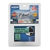 Brother 3/4 Inch x 26.2 Feet Black on Green for P-Touch (TZ741)