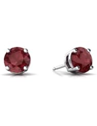 Genuine Ruby 14kt White Gold Stud Earrings