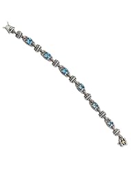 Sterling Silver w/14k Gold 6.86Swiss Blue Topaz 7.5in Bracelet