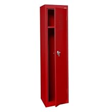 Sandusky Lee LF11151866-01 Red Steel Powder Coat 1 Tier Welded Storage Locker, 66" Height x 15" Width x 18" Depth, 2 Shelves