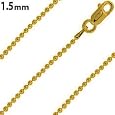 14K Gold Plated Silver 24" Bead Ball Chain 1.5MM
