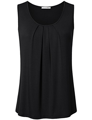 Messic Womens Scoop Neck Sleeveless Pleated Solid Knitted Vest Tank Top