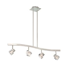 Cube Spot Light - 4 Light Track Spot Lighting Fixture - Brushed Nickel - Clear Glass -... by Vaxcel Lighting