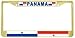 Panama Panamanian Flag Gold Tone Metal License Plate Frame Holder