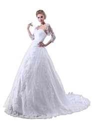 Strapless Spring Fall Winter Satin Wrap Beaded Ruched Lace Applique  Sweetheart  Ball Gown Wedding Dress  with a Chapel Train 