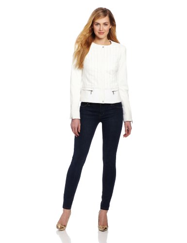 Jones New York Women's Mixed Media Jacket, Jet White, 14 at Amazon.com