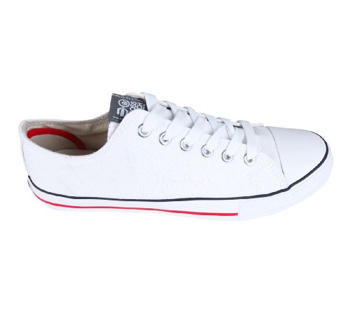 Men's Crosshatch Nollie Low Top Canvas Rubber Toe Plimsolls White 10