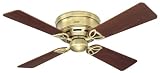 Review Hunter Fan Company 23860 / Hunter 23860 Low Profile lll 42-Inch Four-Walnut-Blades-Ceiling Fan, Antique Brass