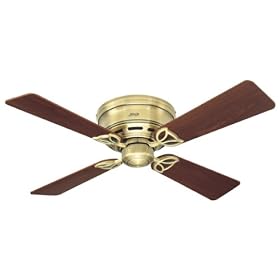 Hunter 23860 Low Profile lll 42-Inch Four-Walnut-Blades-Ceiling Fan, Antique Brass by Hunter Fan Company