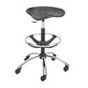 Safco 6660BL Sit-Star Stool with Footring & Caster, 27&ouml;-36h Seat, Black/Chrome
