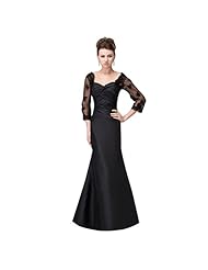 Long Sleeves Taffeta Sweetheart Applique Sequined Beaded Lace Mermaid Evening Dress/Mother-of-the-Bride Dress 