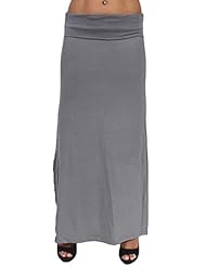 Apparel: Gorgeous Womens Rayon Span Full Length MAXI SKIRT: Silver (MEDIUM)