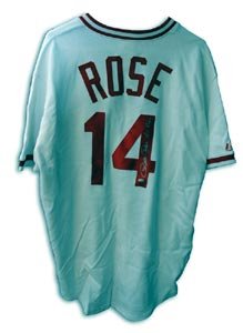 Pete Rose Signed Cincinnati Reds Majestic Throwback White Jersey - Hit King