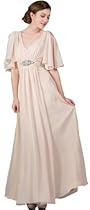 Hot Sale Meier Women's Chiffon Split Sleeves Long Gown in Champange