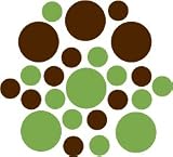 Set of 30 - Lime Green / Chocolate Brown Circles Polka Dots Vinyl Wall Graphic Decals Stickers