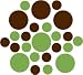 Set of 30 - Lime Green / Chocolate Brown Circles Polka Dots Vinyl Wall Graphic Decals Stickers