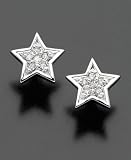 14k White Gold Diamond Accent Star Earrings