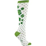 Sock It To Me Clovers Knee High Socks Women Size 5-10US, White/Green