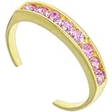 10kt GOLD Pink Cubic Zirconia ROUNDETTES Toe Ring