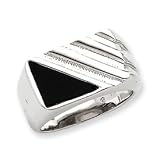 Sterling Silver Mens Onyx Ring - Size 10