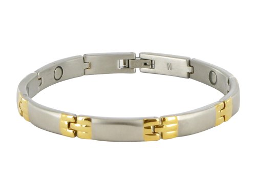 7 MM Stainless Steel Two Tone Magnetic Bracelet 8″ Long