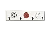 Homeworks Etc Sports Ball, Soccer, Basketball and Baseball 3 Hook Board, Black/White/Orange