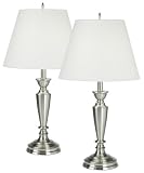 Set of Two Brushed Steel Table Lamps