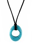 Necklace - N8 - Open Oval Turquoise hung on Satin Cord