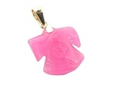 Pink Jade Tradional Chinese Shirt Pendant, 14k Gold