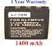 Nextop-Olympus LI-10B/LI-12B Brand New 1400mAh REPLACEMENT Battery for Olympus C-760 C-770 D-590 X-500 MJU 300 400 800 Stylus 600 800 810 1000 u-600 u-800 u-1000