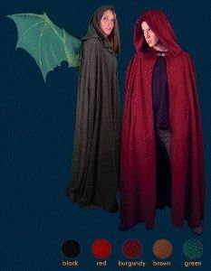 Hooded Halloween Cloak NO Slits - Long Cloak 56in Black