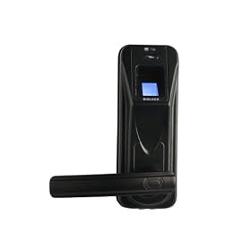 BIOLOCK 333 MT-BK Biometric Fingerprint Entry Lever Door Lock with Remote Control, Matte Black