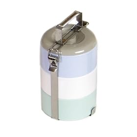 Vivo Small Round Bento Box, White, Grey, Blue, Green