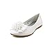 Girls Flats with Crystal Bead Bow (13, White)
