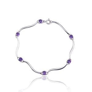 Sterling Silver Genuine Amethyst Bracelet, 7.25 by 
