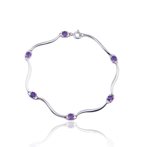31j1QTe3X1L Sterling Silver Jewelry: Sterling Silver Genuine Amethyst Bracelet, 7.25"