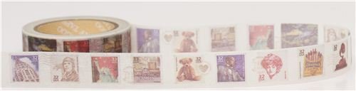Imagen 2 de Cinta adhesiva decorativa Washi blanca con sellosd de EEUU