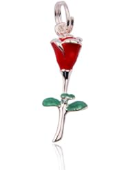 Sterling Silver Red Epoxy Rose Charm