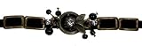 Black Leather and Crystal Stones Bracelet *****
