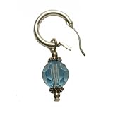 Aqua Round Swarovski Austrian Crystal Silver Hoop Earrings