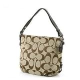 Coach Signature Carly Duffle Shoulder Hobo Bag Purse Handbag 15067 Khaki