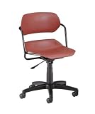 Armless Plastic Swivel Chair - Black Frame, Wine Plastic