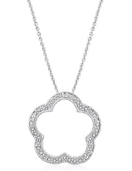 White Gold Rhodium Bonded to .925 Sterling Silver Star Necklace Pendant with Diamond Chip Accents in Silvertone Chain Not Included